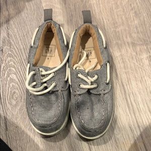 Blue denim boat shoes